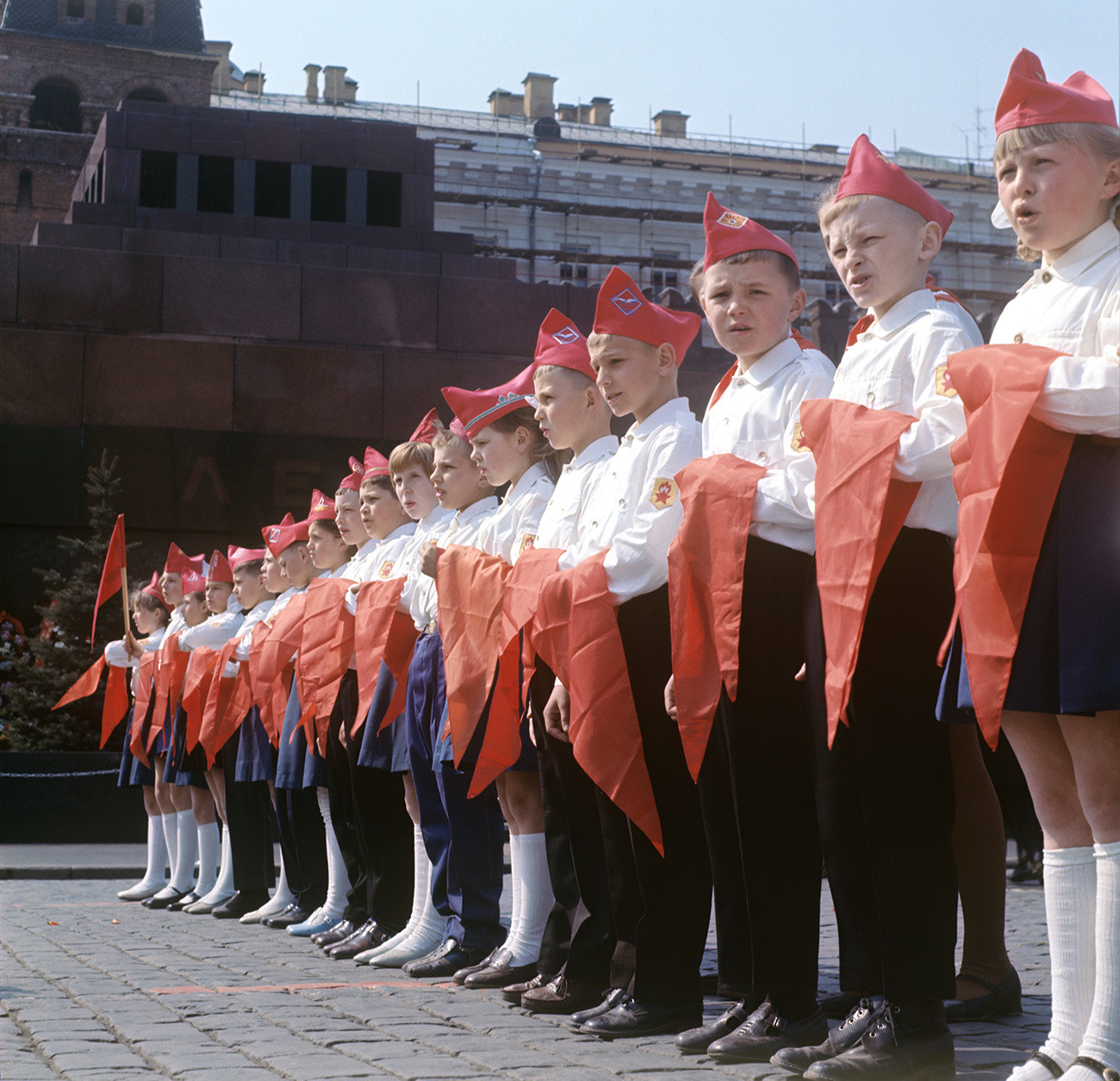 Children being recruited as Young Pioneers in the Red Square. 