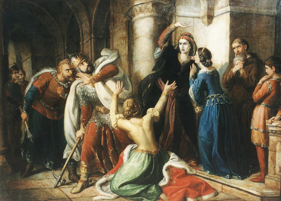 Майката на унгарския цар Шаламон го проклина, художник Сома Орлай Петрич