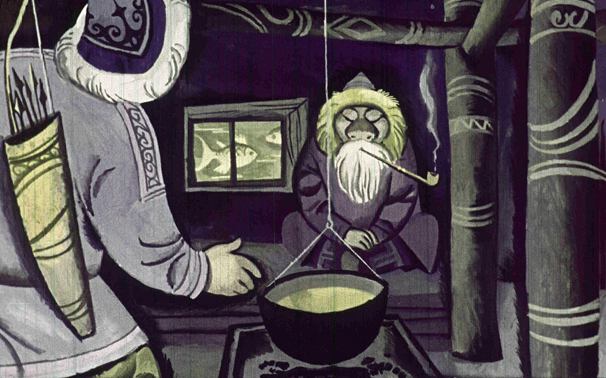 Морской старик Тайрнадз из диафильма «Храбрый Азмун: Амурская сказка» 