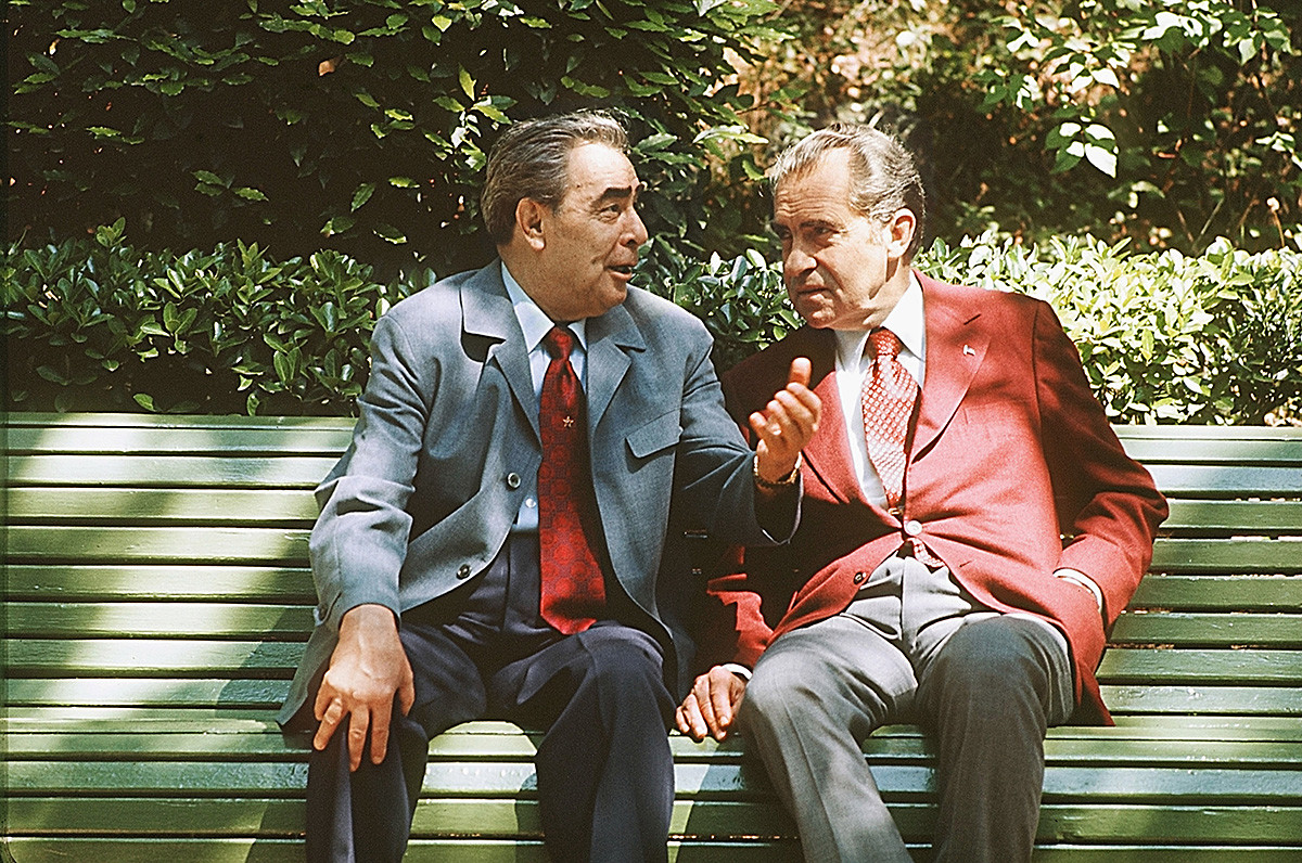 U.S. President Richard Nixon and Soviet leader Leonid Brezhnev, 1974, Crimea.
