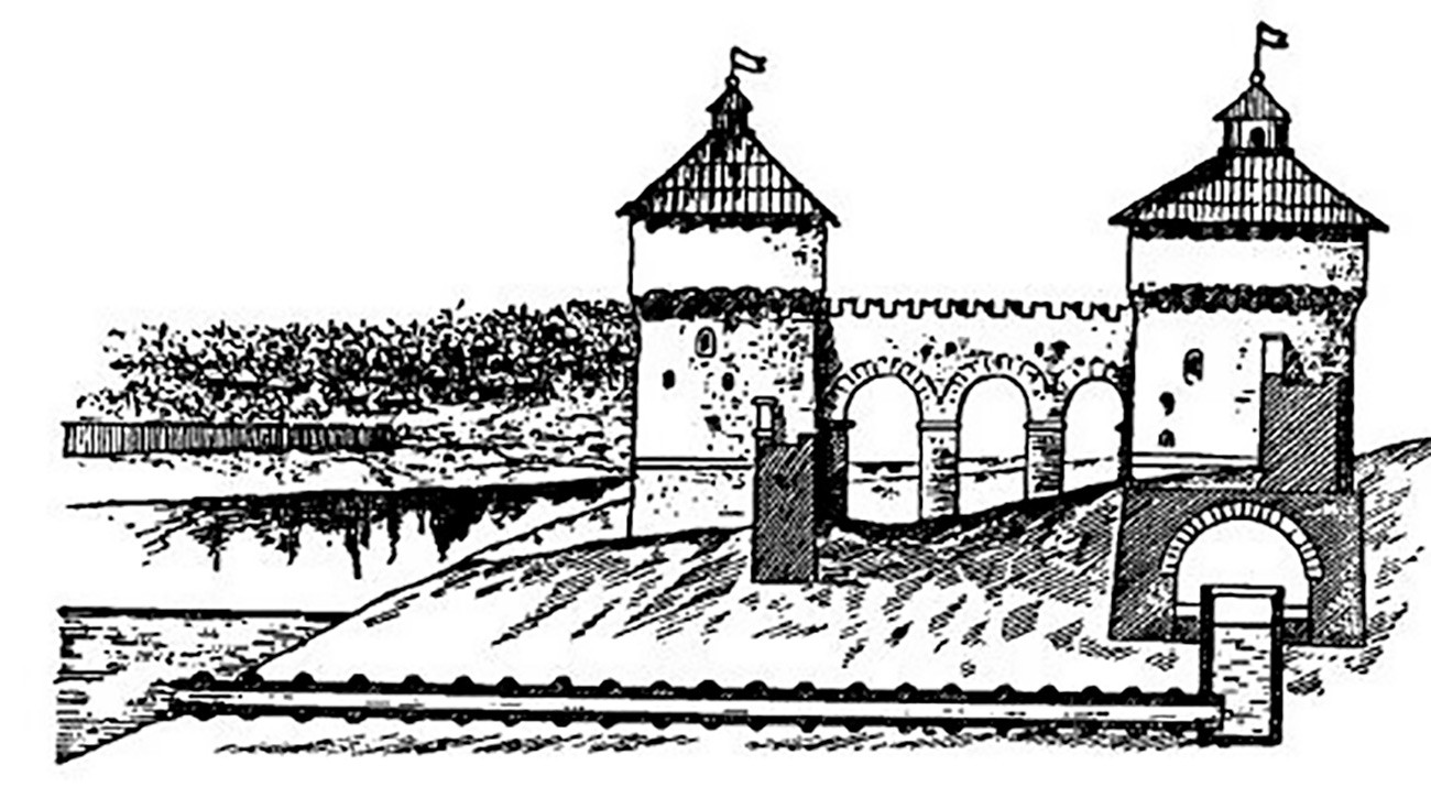 Хипотетичка шема конструкције тајног бунара у Тајницкој кули.