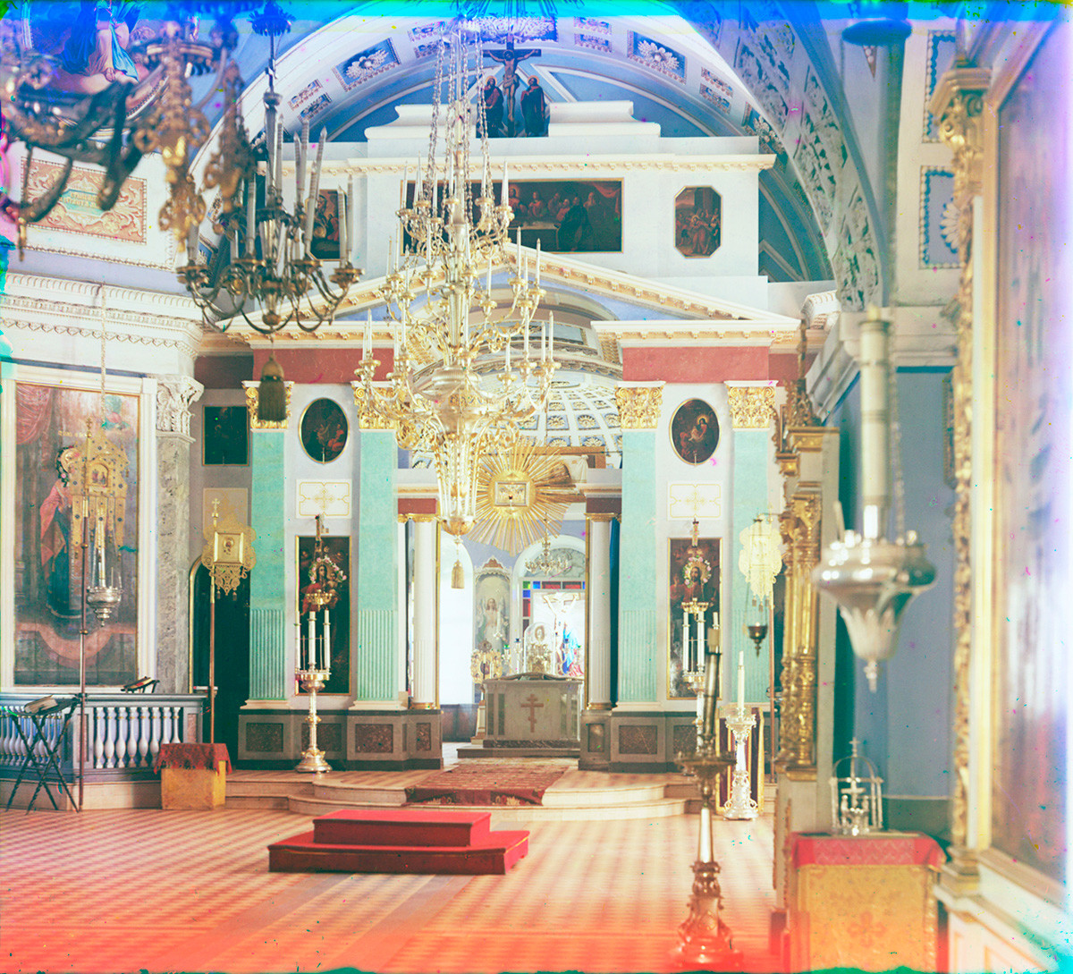 St. Dimitry Cathedral. Interior, view east toward icon screen. Summer 1911