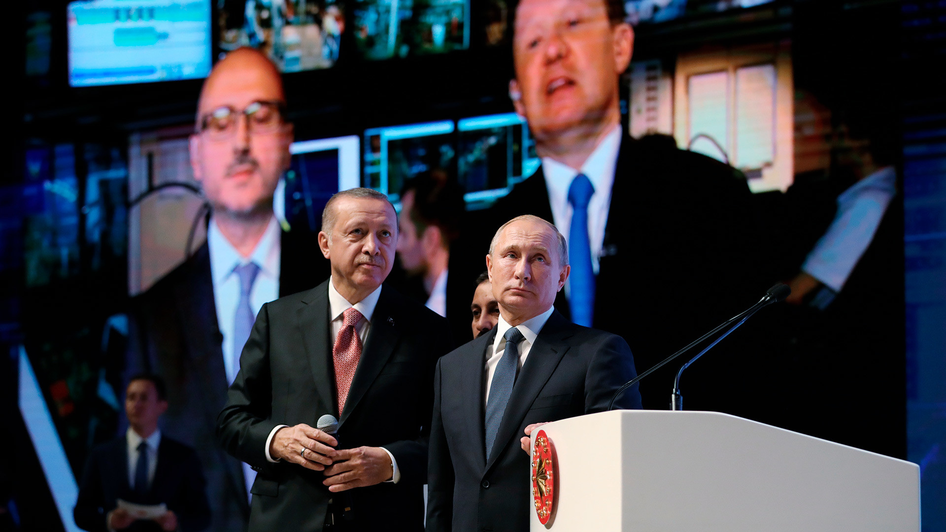 Predsjednik Rusije Vladimir Putin i predsjednik Turske Recep Erdoğan na ceremoniji završetka pomorske dionice plinovoda 
