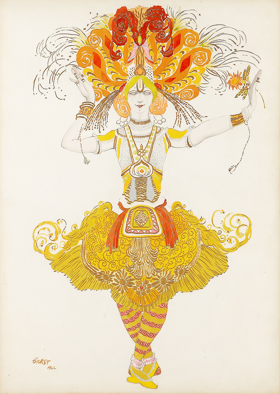 Léon Bakst. Croquis du costume de l'oiseau de feu pour le ballet L’Oiseau de feu, 1922