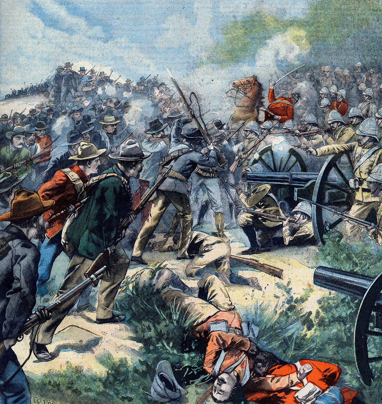 Втора бурска војна во Трансвал, пораз на Англичаните во Беркелакт. Насловна страница на францускиот весник Le Petit Parisien, 17 ноември 1901 година.