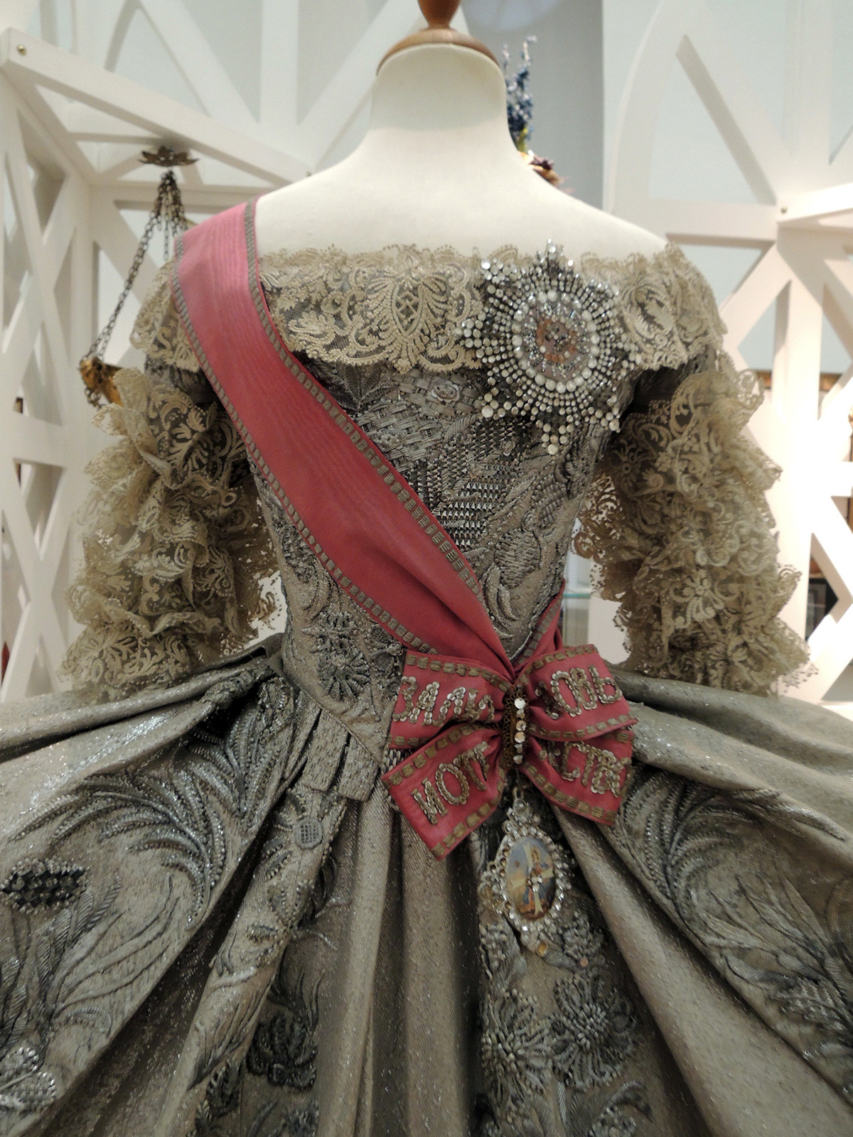 A replica of Catherine I's wedding dress, decorated with a Star and a Badge of the Order of St. Catherine.