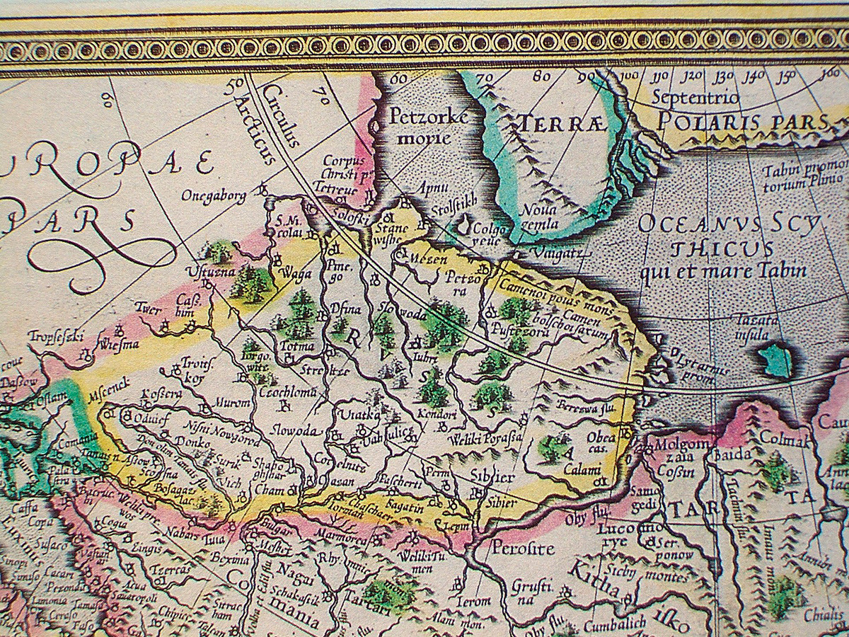 Zemljevid zahodne Azije iz Velikega atlasa sveta Gerharda Mercatorja