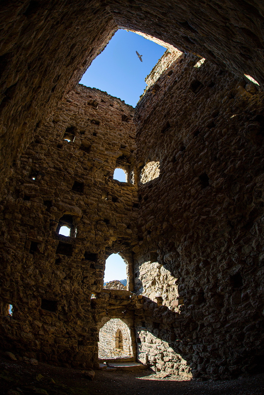 The insides of an Ingush tower (each level had wooden floors, now missing)