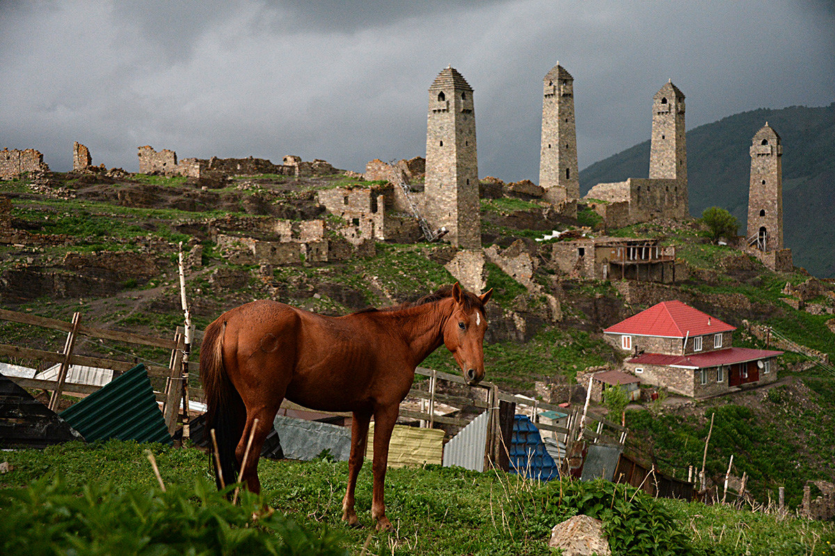 Battle towers in the village of Sharoi.