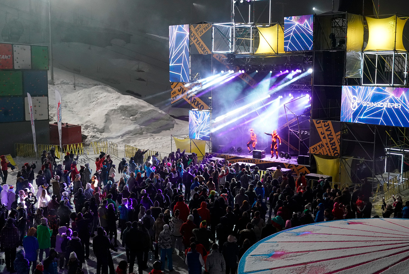 Alfa Future People Snow Edition festival at Rosa Khutor. Many of the social activities here are tailored for the Russian audience.