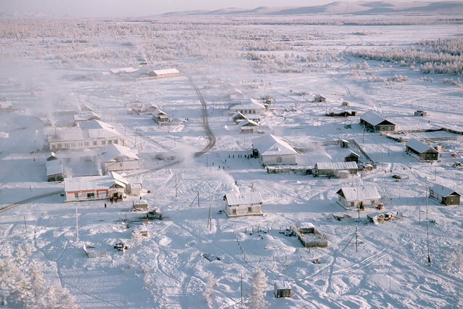 Aerial Of Oymyakon Town, Siberia