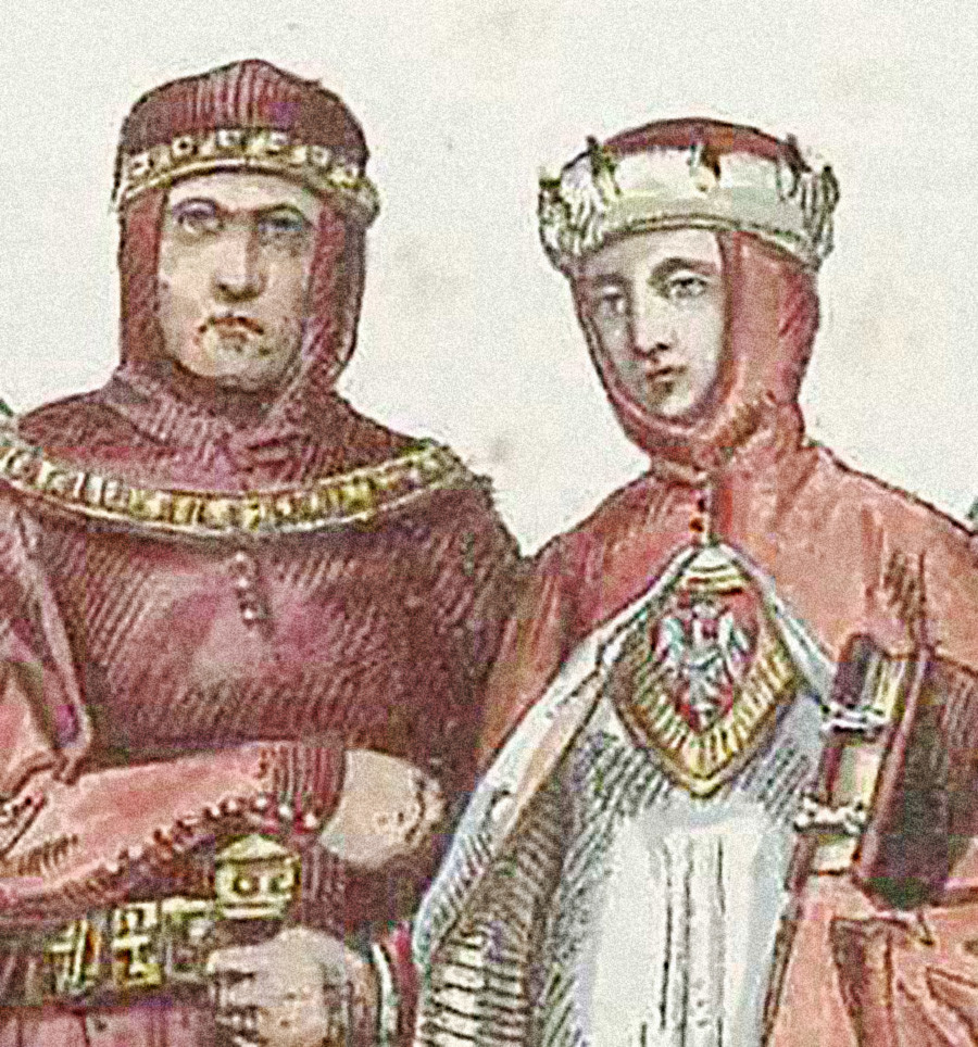 Reconstrução da imagem de Conrado 1º da Mazóvia e sua esposa feita no século 19