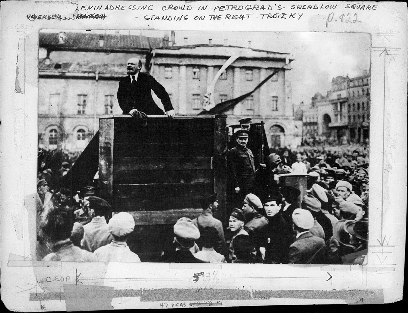 Lenin addressing crowd In Petrograd, 1919