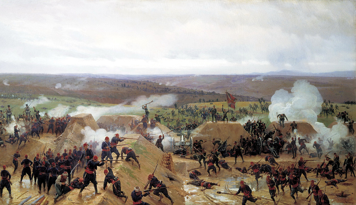 Руси заузимају Гривицки положај у руско-турском рату 1877-4878. Неколико часова касније Турци су успели да га поврате, а коначно су га заузели Румуни 30. августа 1877. године. Николај Дмитријев-Оренбуршки.