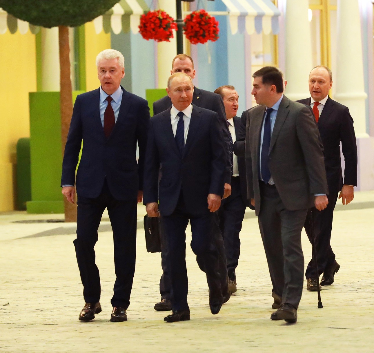Moscow Mayor Sergey Sobyanin, President Vladimir Putin and the park's principal shareholder Amiran Mutsoev  tour Dream Island on February 27, 2020