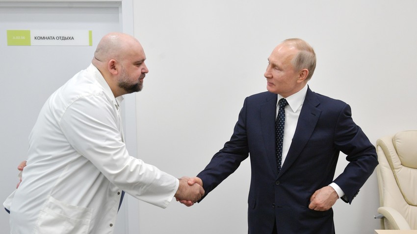 Денис Проценко и Владимир Путин 24. марта 2020.