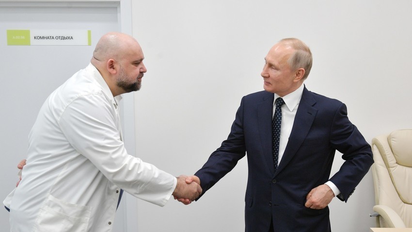 Denis Procenko i Vladimir Putin, 24. ožujka 2020.
