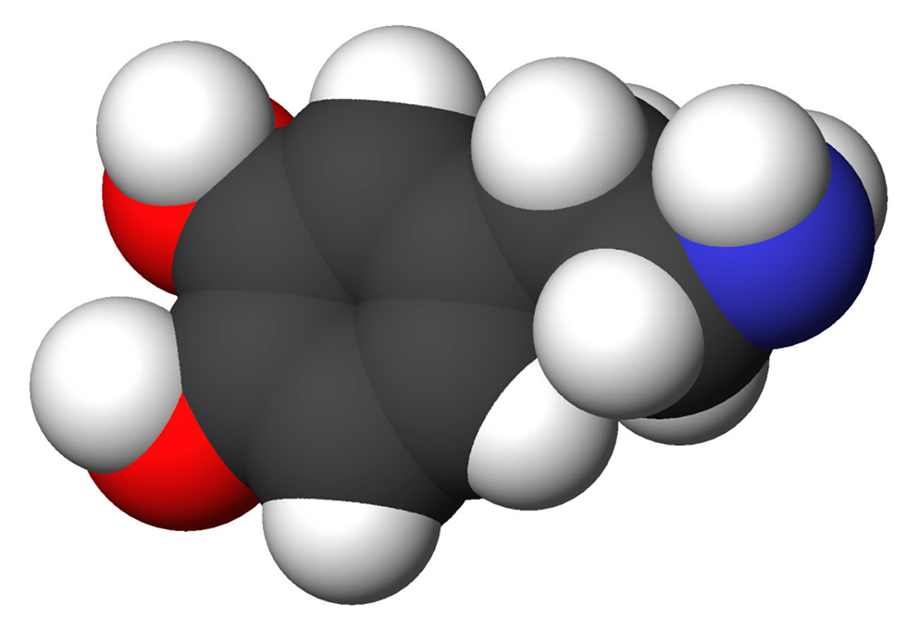 Modelo de una molécula de dopamina