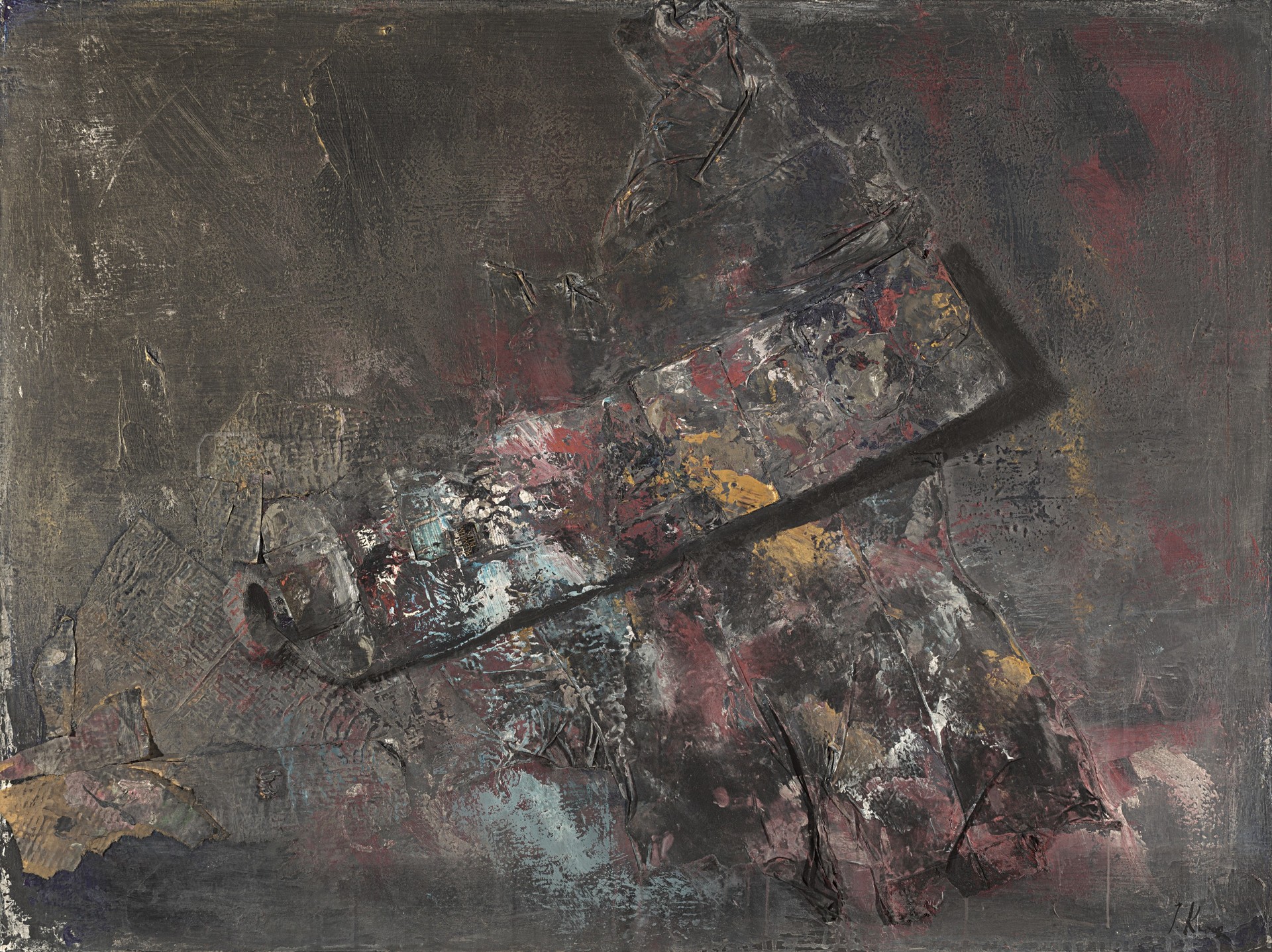 Tubetto vuoto di vernice, 2005, tela, acrilico, collage