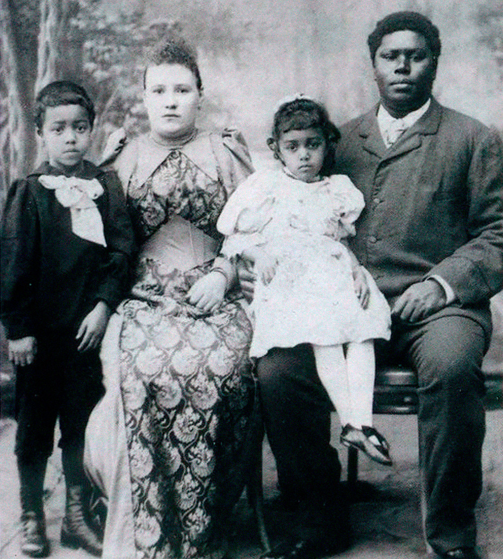 George Maria (1858-1916), one of the Moors of the Imperial court, with his Russian wife and children.