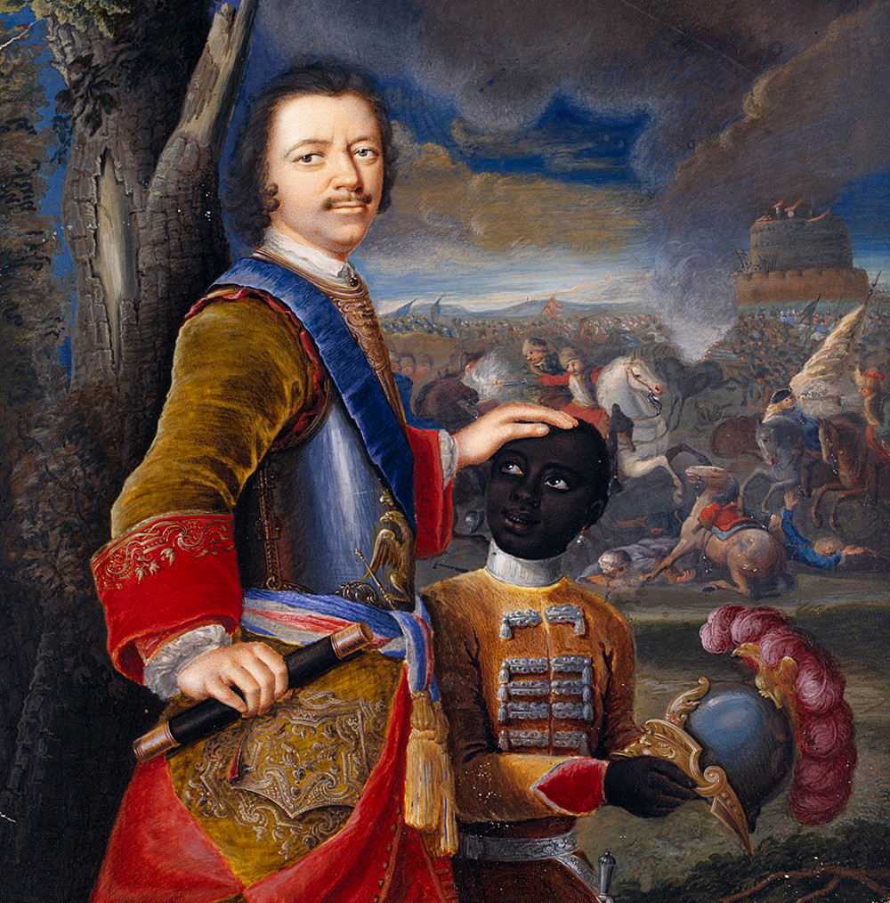 Peter the Great with his page Abraham Hannibal, ca 1720.