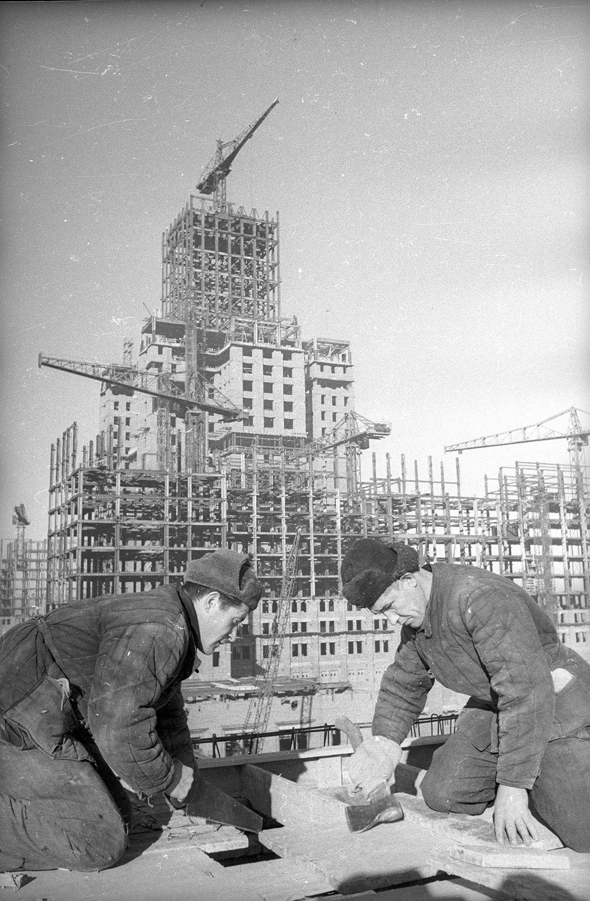レーニン丘でのモスクワ大学の建設作業、1949–1953年