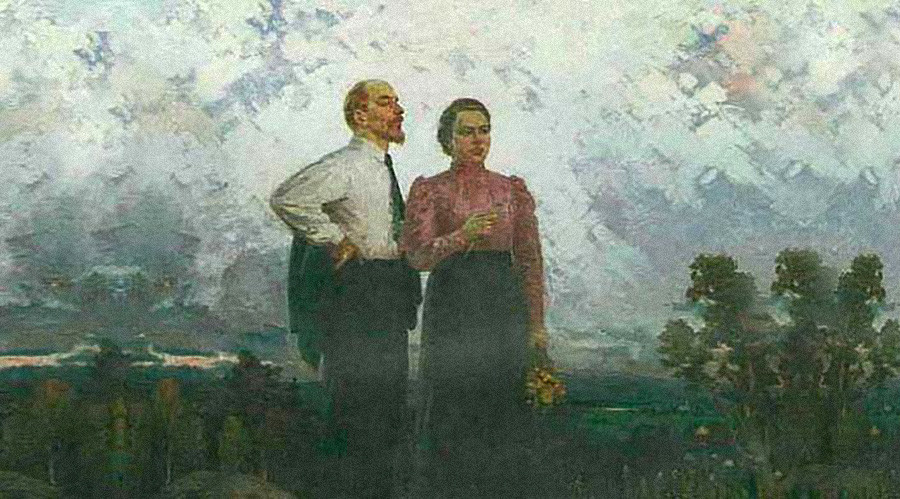 Тимофей Козлов «В.И. Ленин и Н.К. Крупская в Шушенском» (фрагмент, 1961 год) 
