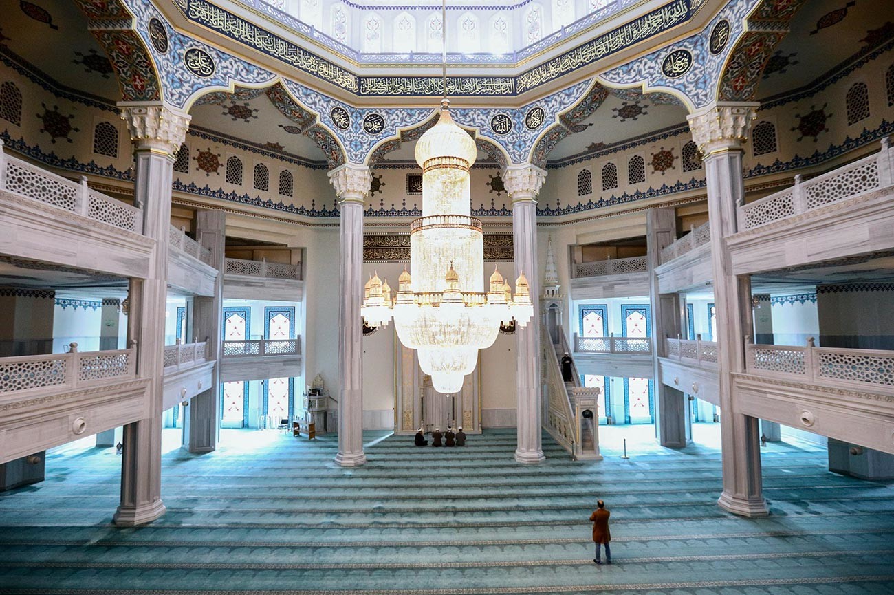 Inside the Moscow Cathedral Mosque.