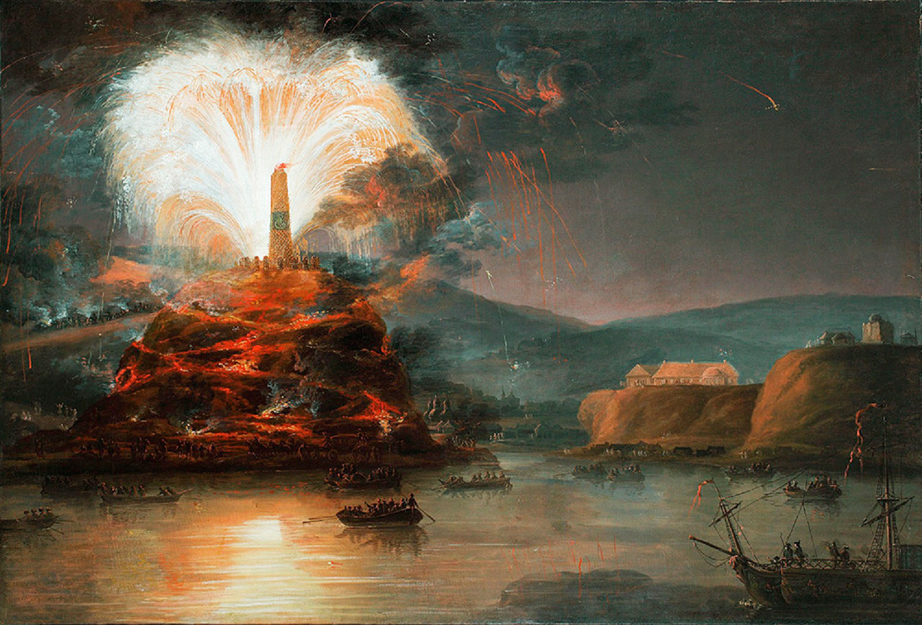 Fuegos artificiales en honor a Catalina la Grande en Crimea en 1787