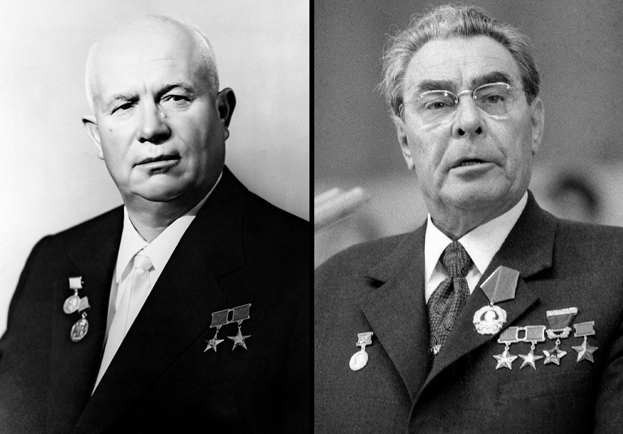 Nikita Khruschov e Leonid Brêjnev.