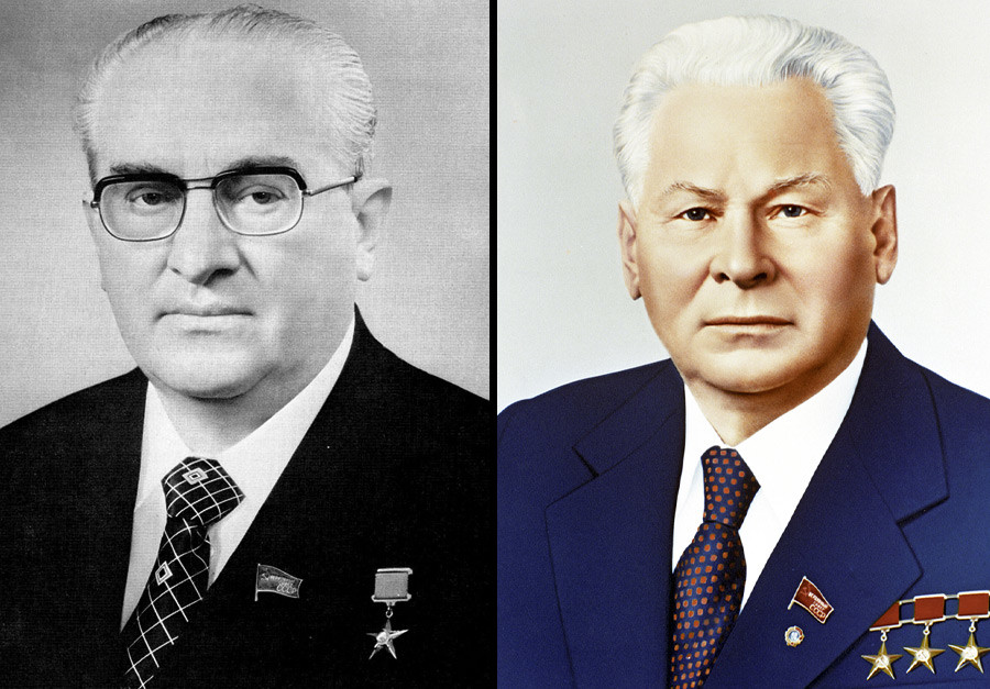Iúri Andrôpov e Konstantín Tchernenko.