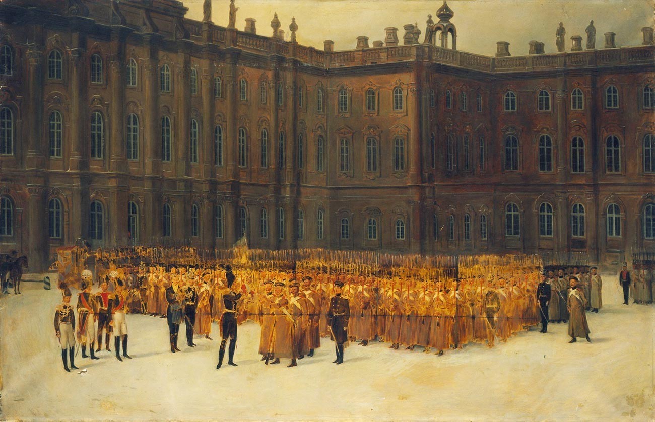 Nikolaj I. pred bataljonom v bližini Zimske palače 14. decembra 1825

