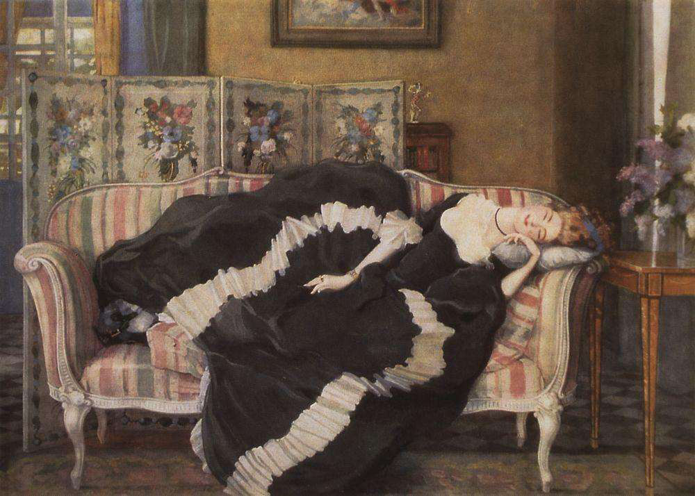 „Уснула млада жена“, Константин Сомов, 1909.