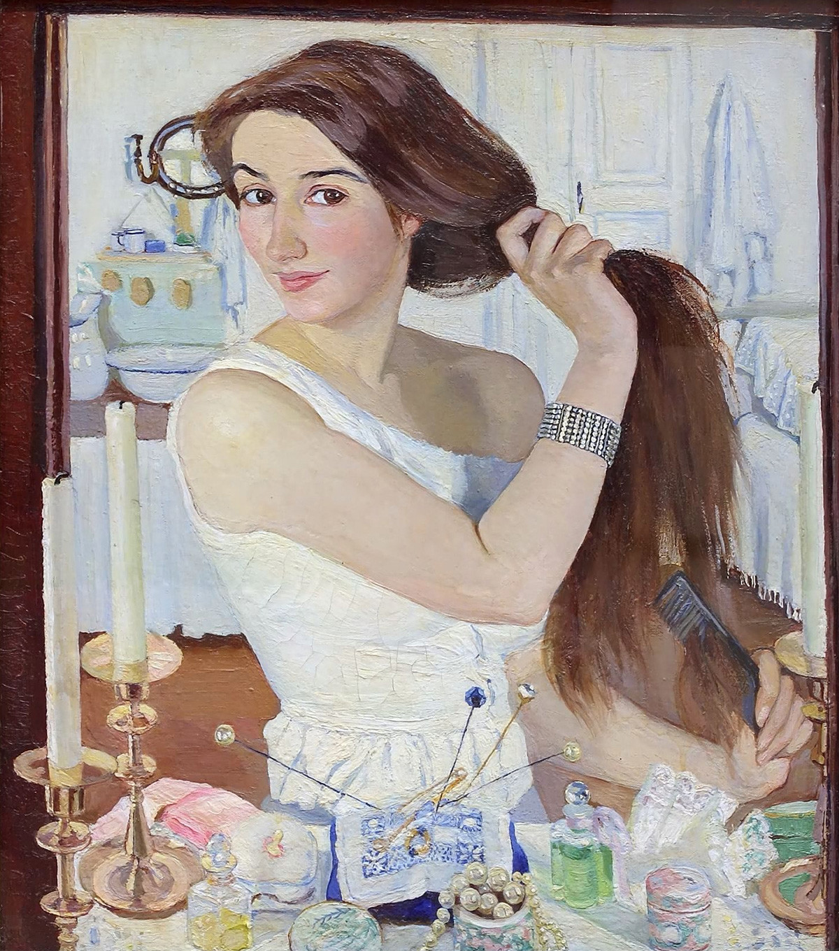 „Утринска тоалета. Автопортрет“, Зинаида Серебјакова, 1909.