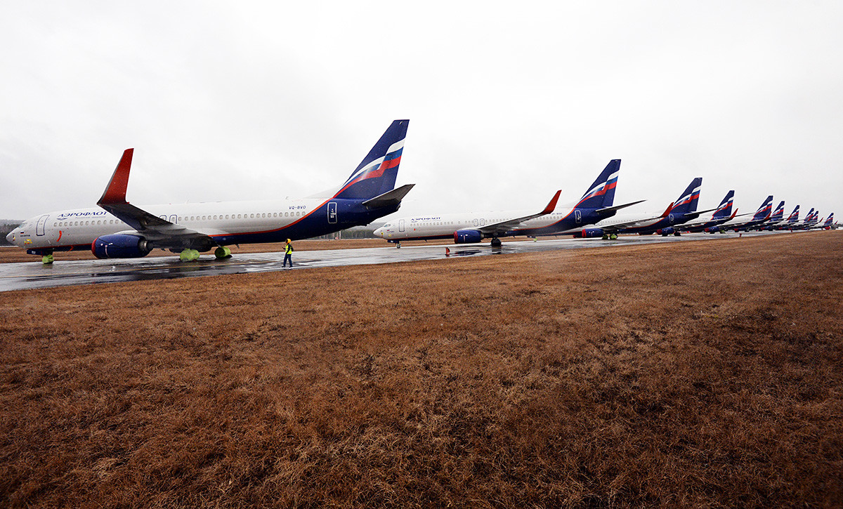 Aeroflot planes in Krasnoyarsk, Siberia.