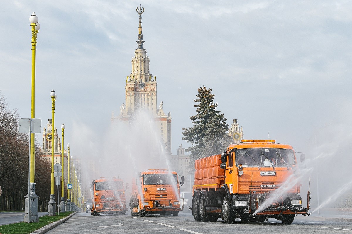 Désinfection des rues à Moscou