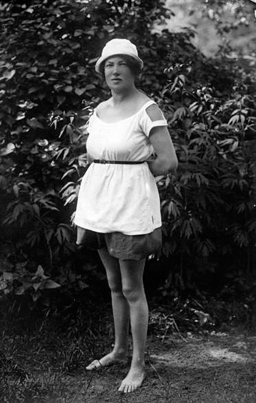 A woman in shorts  