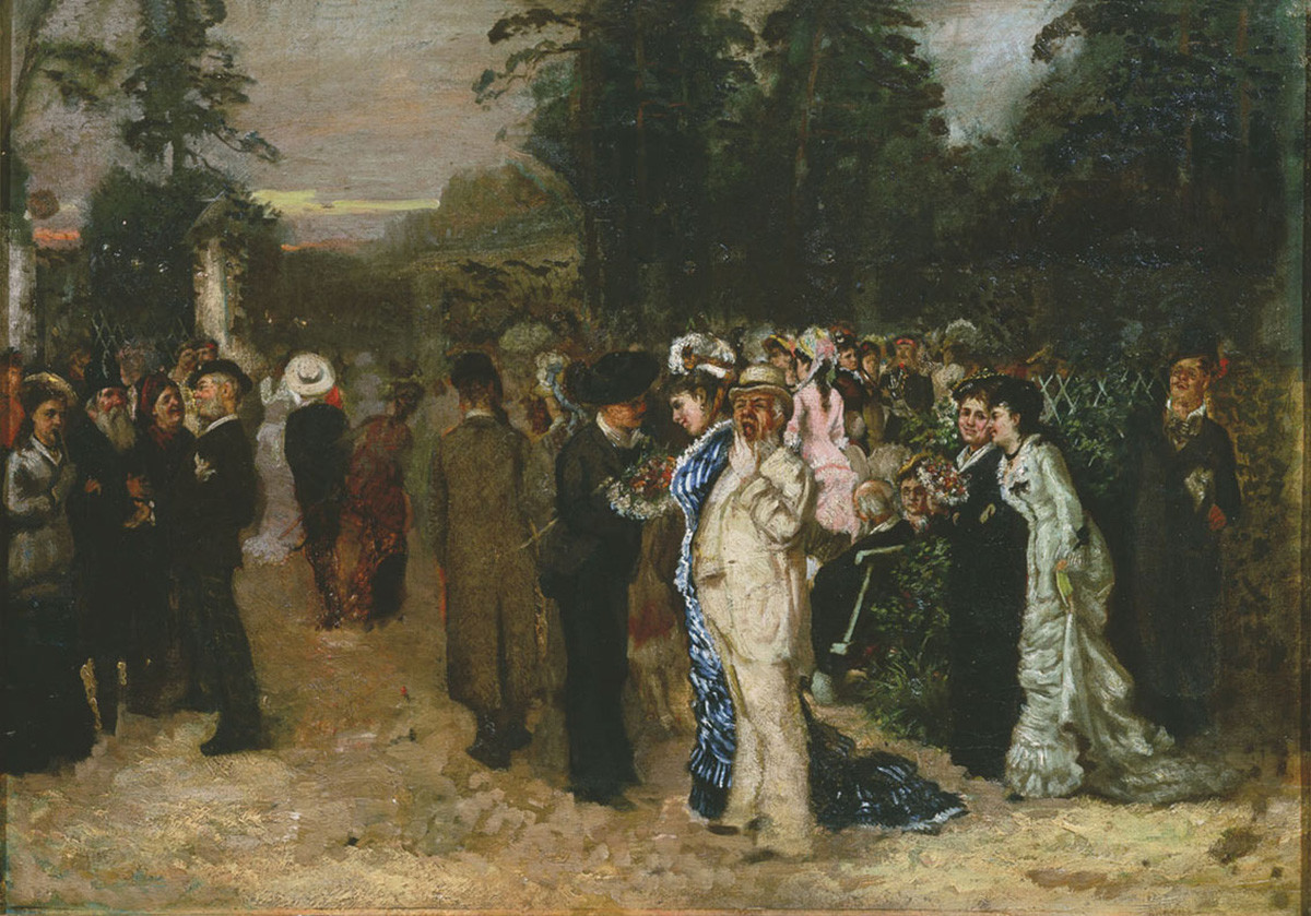 Celebración del Primero de Mayo en el Parque Sokolniki en Moscú, 1883