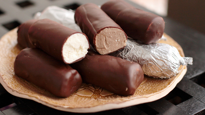 Some parents pretended those chocolate-glazed cottage cheese bars were Eskimo pie ice creams during the time of food shortages in the Soviet Union