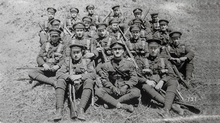 The Canadian troops at Gornostay Bay, Russia, where they would live for the duration of the mission.