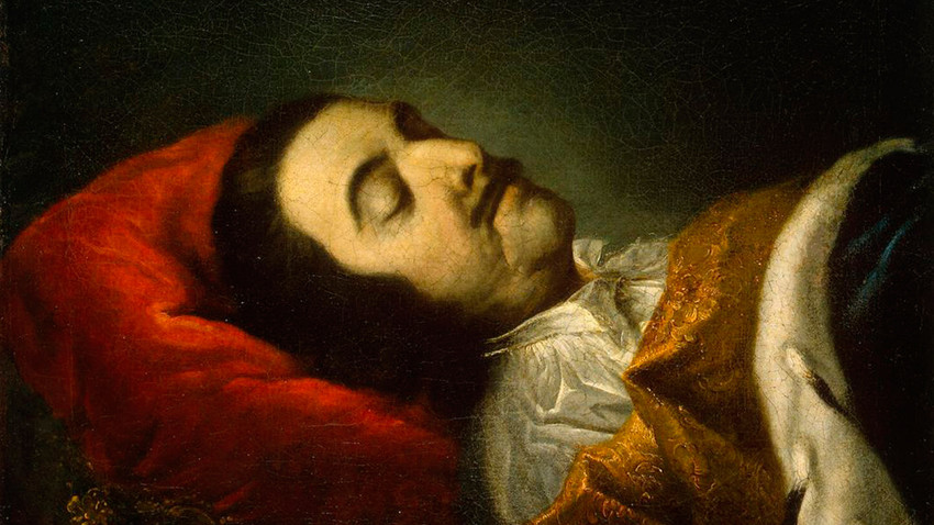 Pietro il Grande sul letto di morte ritratto dal pittore tedesco Johann Gottfried Tannauer