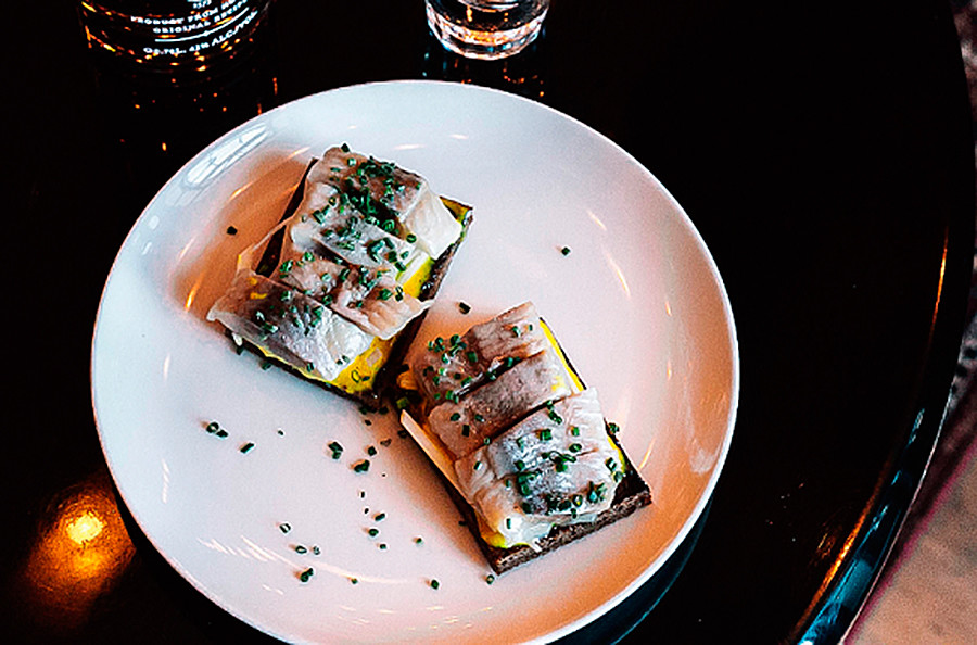 Herring toast with scallions