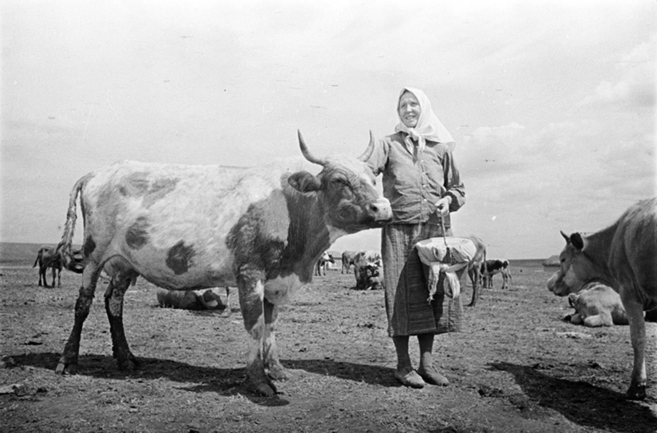 Eine Bäuerin während des Zweiten Weltkriegs