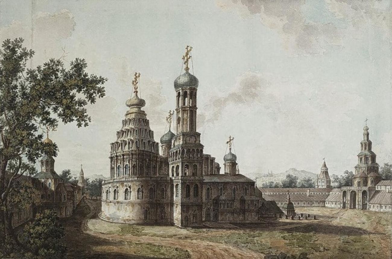 The New Jerusalem Monastery's main Cathedral of the Resurrection. The New Jerusalem monastery near Moscow was founded by Patriarch Nikon and briefly served as his residence. 