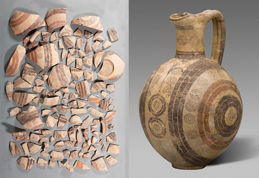Grande œnochoé (pichet à vin grec) avec décor sur quatre côtés / Chypre, VIIe siècle avant JC
