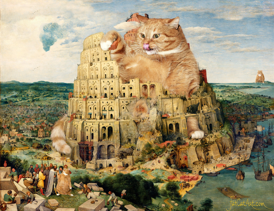 ブリューゲル、「ネコが建設中のバベルの塔」