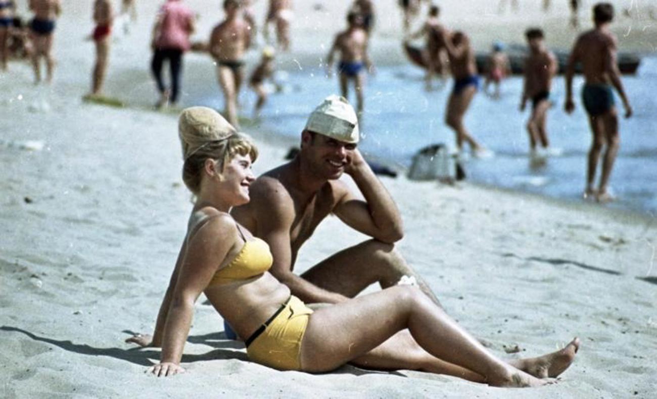 On the beach, 1966