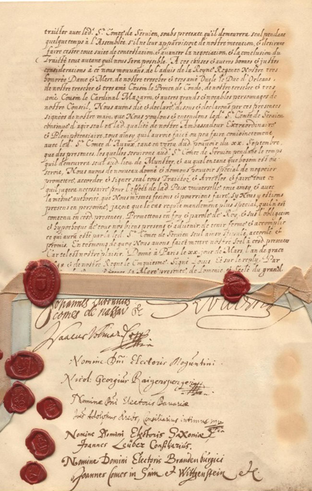 Страница от Вестфалския договор на френски език