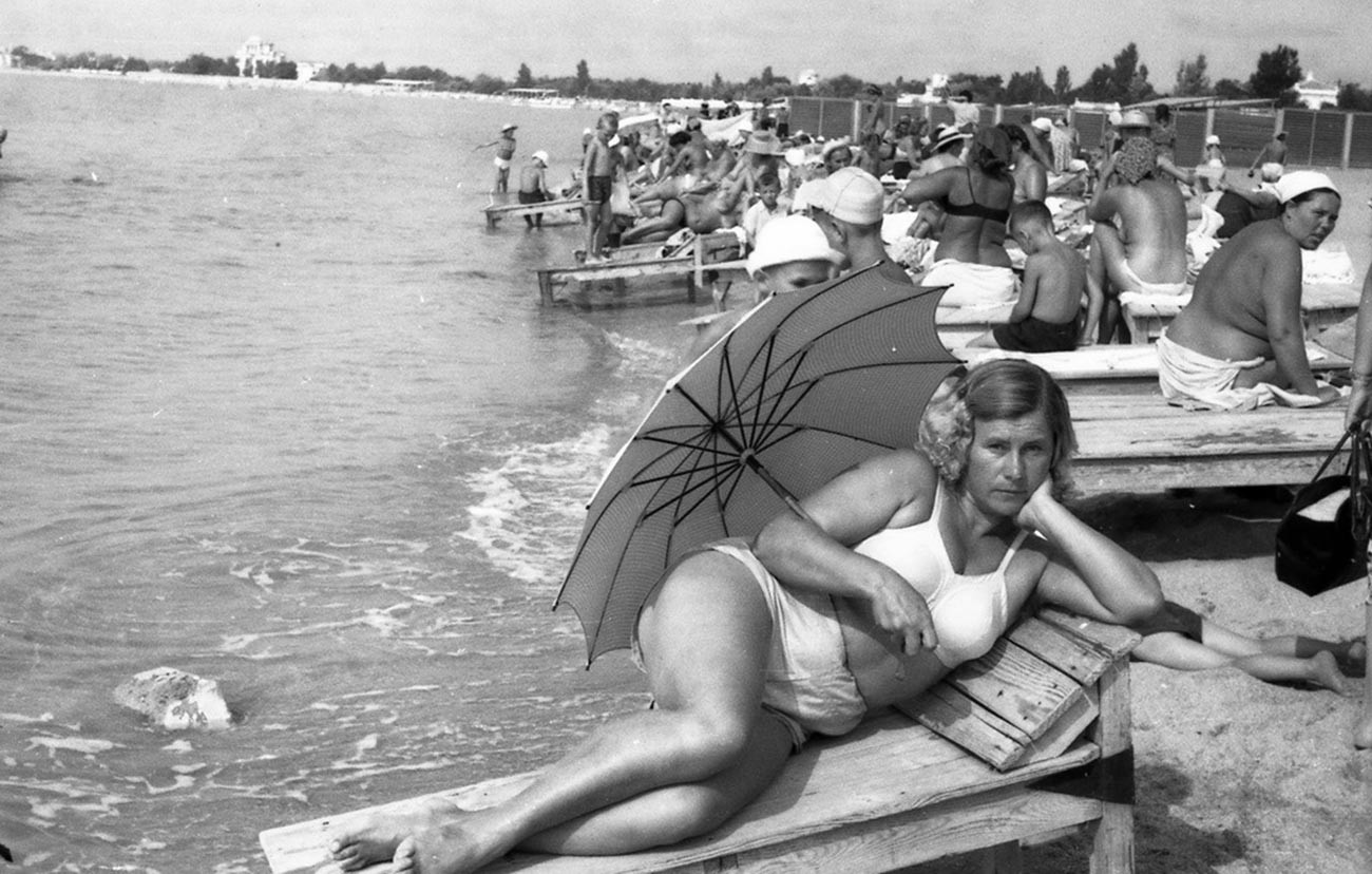 Em um resort na Crimeia, na década de 1950.