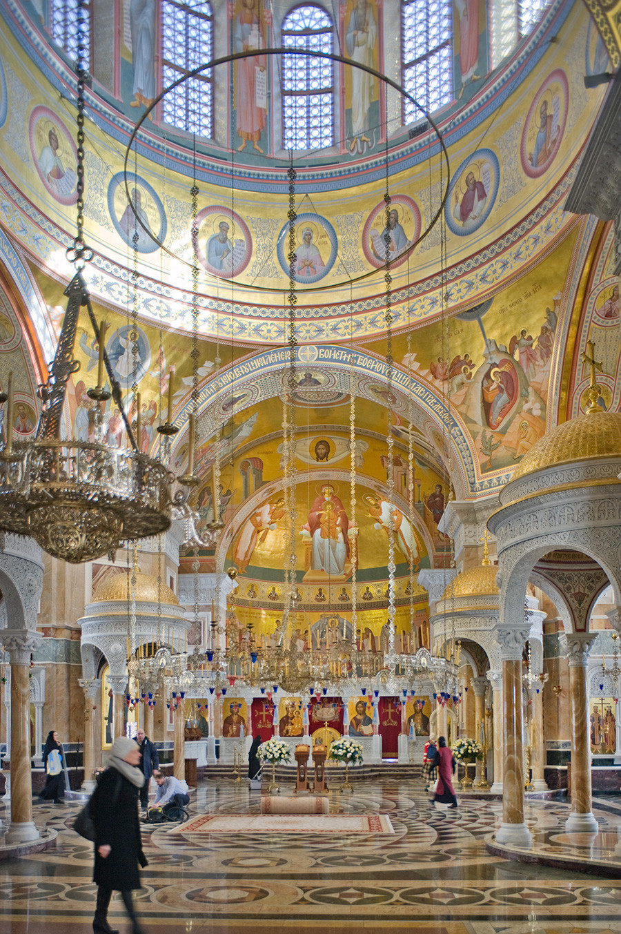 New Tikhvin Convent. Cathedral of St. Alexander Nevsky. Interior, view east toward icon screen. April 1, 2017